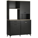 Buffet haut design industriel piètement métal noir aspect chêne clair Buffet haut design industriel piètement métal noir aspect chêne clair