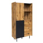 Buffet haut moderne effet bois avec deux portes trois tiroirs
