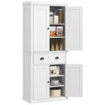 Buffet haut multi - rangement - 4 portes, grand tiroir - blanc Buffet haut multi - rangement - 4 portes, grand tiroir - blanc