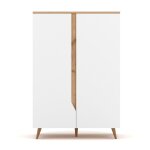 Buffet haut scandinave 2 portes l90 x h132 cm - dcor bois et blanc