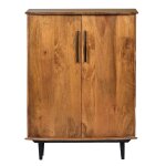 Buffet haut vintage 2 portes en bois de manguier massif Buffet haut vintage 2 portes en bois de manguier massif