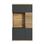 Buffet haut vitr 2 portes l80 cm - gris anthracite