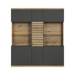 Buffet haut vitr 3 portes - l131 cm - gris anthracite