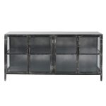 Buffet industriel vitr en mtal vieilli et verre 4 portes l180cm