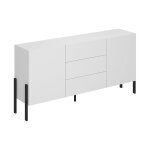 Buffet long 2 portes 3 tiroirs stratifi�s blanc mat et noir