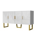 Buffet luxe blanc laqu portes textures et accents dores