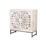 Buffet en manguier pieds en mtal blanc et gris vieilli