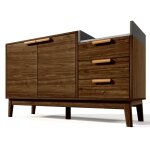 Buffet marron effet bois 2 portes 3 tiroirs gris blanc Buffet marron effet bois 2 portes 3 tiroirs gris blanc