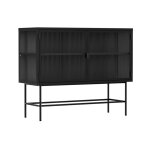 Buffet moderne 2 portes 110 cm en m�tal et verre noir