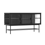 Buffet moderne 3 portes 120 cm en m�tal et verre noir