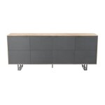 Buffet moderne 4 portes noires en placage chne l200cm
