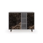 Buffet noir 3 tiroirs et 1 porte l 125 cm