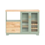 Buffet placard avec 2 portes vitrées effet bois vert Buffet placard avec 2 portes vitrées effet bois vert