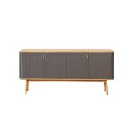 Buffet plateau en chne 4 portes gris anthracite