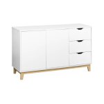 Buffet de rangement blanc, pieds bois