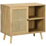 Buffet style bohme porte tagre 2 niches aspect bois manguier rotin