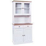 Buffet vaisselier 4 portes 2 tiroirs bois massif vernis sepia et blan Buffet vaisselier 4 portes 2 tiroirs bois massif vernis sepia et blan