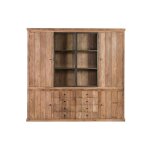Buffet vaisselier en bois recycl 4 portes 8 tiroirs clairage led