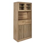 Buffet vaisselier multi - rangement effet bois avec tasseaux Buffet vaisselier multi - rangement effet bois avec tasseaux
