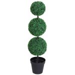 Buis artificiel topiaire forme de boules  30 x 112h cm vert