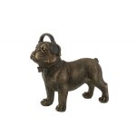 Bulldog avec casque en résine bronze 28x11x25 cm Bulldog avec casque en résine bronze 28x11x25 cm