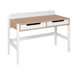 Bureau 2 tiroirs blanc et chne