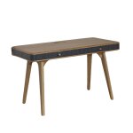 Bureau 2 tiroirs en chêne gris anthracite Bureau 2 tiroirs en chêne gris anthracite