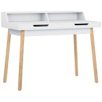 Bureau avec 2 tiroirs de rangement en bois blanc
