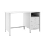 Bureau 3 tiroirs en pin massif blanc
