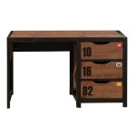 Bureau 3 tiroirs en pin massif avec motifs