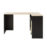 Bureau d'angle industriel avec 3 niches et 1 porte - noir
