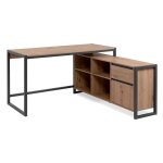 Bureau d'angle modulable 1 tiroir, 1 porte effet bois - l139 x h75 cm Bureau d'angle modulable 1 tiroir, 1 porte effet bois - l139 x h75 cm