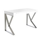 Bureau en bois blanc et acier chrom