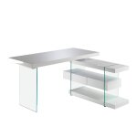 Bureau en bois blanc et verre tremp