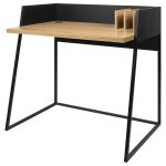 Bureau en bois et métal noir avec crédence Bureau en bois et métal noir avec crédence