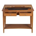 Bureau en chne massif avec tirettes et sous - main cuir