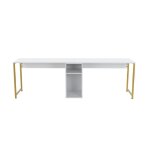 Bureau double 240 cm dcor blanc laqu