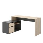 Bureau effet bois beige, anthracite 144x92 cm