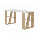 Bureau effet bois beige blanc 140x60 h75 cm