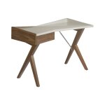 Bureau effet bois noyer et plateau laqu