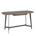 Bureau effet bois noyer et vitrail noir Bureau effet bois noyer et vitrail noir