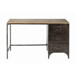 Bureau industriel 3 tiroirs en mtal et bois de sapin