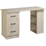Bureau informatique 120x50cm avec tagres et tiroirs bois naturel