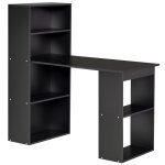 Bureau informatique d'angle avec tagre de rangement noir
