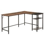 Bureau informatique design industriel aspect vieux bois mtal noir