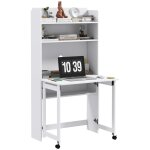 Bureau informatique avec tagres de rangement blanc