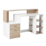 Bureau informatique multimdia multi - rangements aspect chne blanc