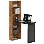 Bureau informatique pliable avec bibliothèque tableau noir mdf marron Bureau informatique pliable avec bibliothèque tableau noir mdf marron