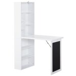 Bureau informatique pliable avec tagre rglable blanc