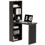 Bureau informatique pliable avec rangement marron Bureau informatique pliable avec rangement marron